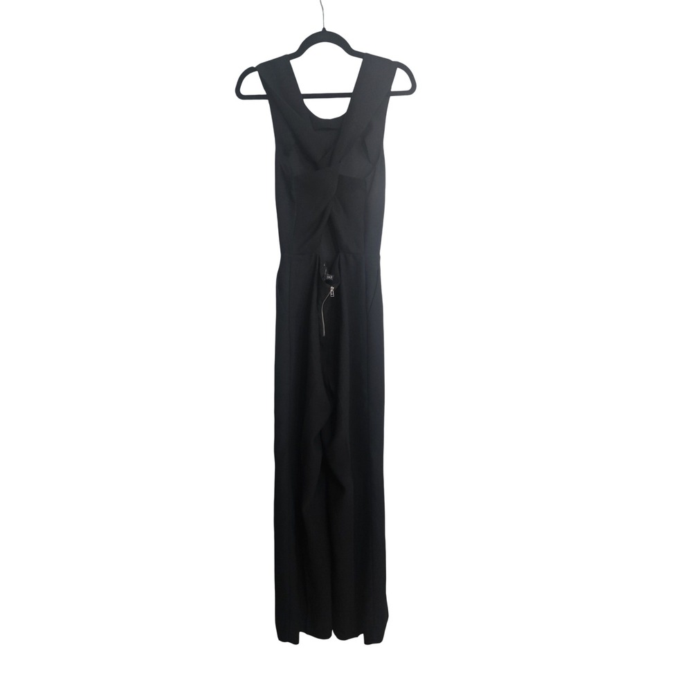 Banana Republic Black Twist Back Wide Leg Jumpsuit Petite 8P Sleeveless Crepe